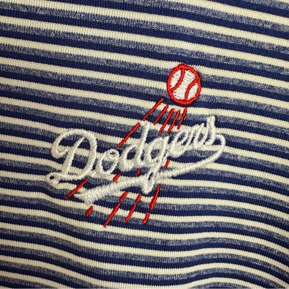 Cutter & Buck Mens XL LA Dodgers Baseball Polo Shirt Blue Stripe MLB Embroidered - Picture 4 of 6